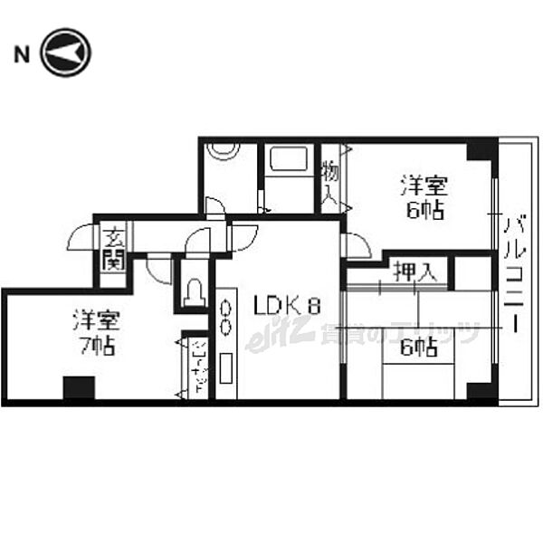 京都府京都市南区久世東土川町(賃貸マンション3DK・5階・66.85㎡)の写真 その2