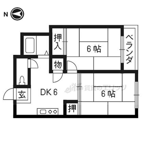 京都府向日市寺戸町辰巳(賃貸マンション2DK・5階・36.85㎡)の写真 その2