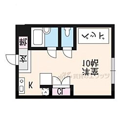 クレセント久津川 1階1Kの間取り