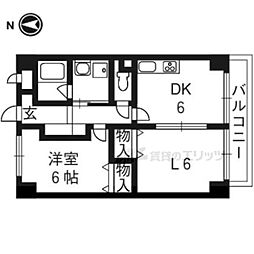 エスポワールみち 2階2DKの間取り