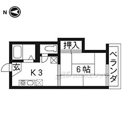 阪急京都本線 西向日駅 徒歩2分の賃貸アパート 2階1Kの間取り