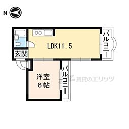 京都地下鉄東西線 椥辻駅 徒歩12分の賃貸マンション 3階1LDKの間取り