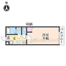 京都市営烏丸線 十条駅 徒歩5分の賃貸マンション 4階1Kの間取り