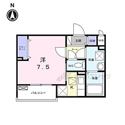 サンレーベ東垣外 1階1Kの間取り