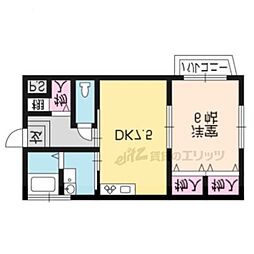 コーポ南城園 2階1DKの間取り