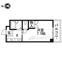 野村スチューデントハイツ 3階1Kの間取り