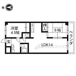 京阪本線 墨染駅 徒歩5分の賃貸マンション 4階2LDKの間取り