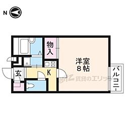レオパレス山科椥辻 1階1Kの間取り