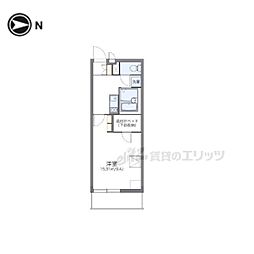 レオパレスビューテラス草内 1階1Kの間取り