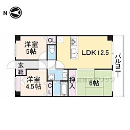 JR東海道・山陽本線 向日町駅 徒歩30分の賃貸マンション 4階3LDKの間取り