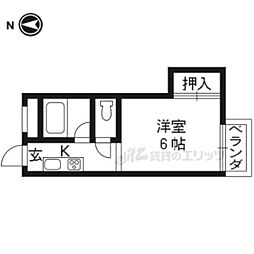 近鉄京都線 近鉄丹波橋駅 徒歩1分の賃貸アパート 2階1Kの間取り