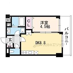 近鉄京都線 桃山御陵前駅 徒歩1分の賃貸マンション 3階1LDKの間取り
