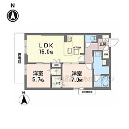 京阪本線 伏見桃山駅 徒歩3分の賃貸マンション 1階2LDKの間取り
