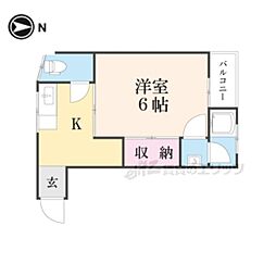 メゾン・ド・カイ 2階1Kの間取り