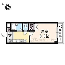 京都地下鉄東西線 椥辻駅 徒歩3分の賃貸マンション 7階1Kの間取り