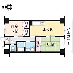 イスターナ吉祥院 4階2LDKの間取り