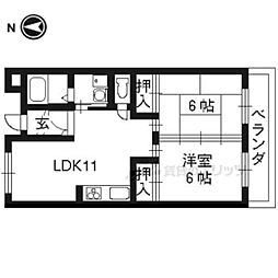 城陽ハイデンス 1階2LDKの間取り