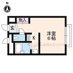 JR東海道・山陽本線 向日町駅 徒歩12分の賃貸アパート 1階ワンルームの間取り