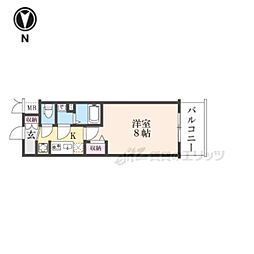 京都市営烏丸線 十条駅 徒歩4分の賃貸マンション 6階1Kの間取り