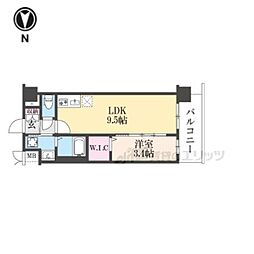 京都市営烏丸線 十条駅 徒歩4分の賃貸マンション 4階1LDKの間取り