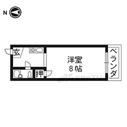 コーポ・ボンジュール 2階1Kの間取り