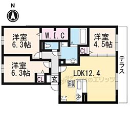 ウチカイト 1階3LDKの間取り