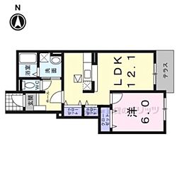 京都市営烏丸線 竹田駅 徒歩4分の賃貸アパート 1階1LDKの間取り