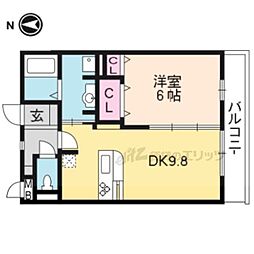 京都市営烏丸線 竹田駅 徒歩10分の賃貸アパート 2階1LDKの間取り