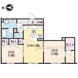 ミラーエステートイーストビル 1階2LDKの間取り