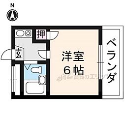 シャルマンフジ伏見壱番館 3階1Kの間取り