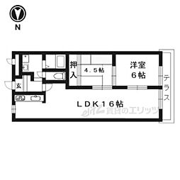 メロディーハイム長岡京 1階2LDKの間取り