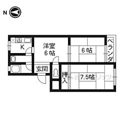 阪急京都本線 長岡天神駅 徒歩12分の賃貸マンション 3階2LDKの間取り
