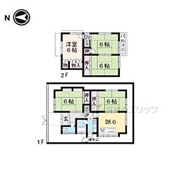 近鉄京都線 寺田駅 徒歩10分の賃貸一戸建て 2階5DKの間取り