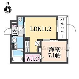 シャルマン唐橋南II 3階1LDKの間取り