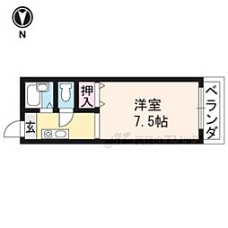 京都地下鉄東西線 小野駅 徒歩7分の賃貸マンション 2階1Kの間取り