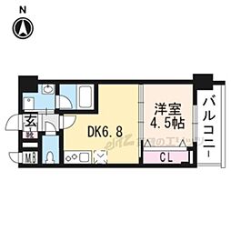 京都市営烏丸線 十条駅 徒歩5分の賃貸マンション 3階1DKの間取り