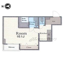 Ｒｉｔａ椥辻 2階1Kの間取り