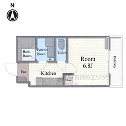 Ｒｉｔａ椥辻 3階1Kの間取り