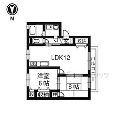 JR東海道・山陽本線 向日町駅 徒歩10分の賃貸アパート 2階2LDKの間取り