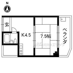 阪急京都本線 東向日駅 徒歩3分の賃貸マンション 3階1Kの間取り