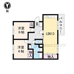 アメニティ興戸 3階2LDKの間取り