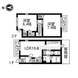 クレスタリア 1階2LDKの間取り