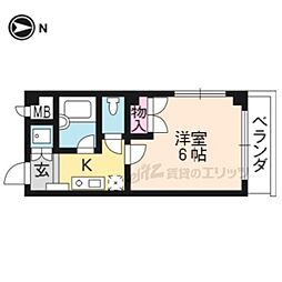 京阪本線 藤森駅 徒歩10分の賃貸マンション 2階1Kの間取り