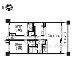 阪急京都本線 長岡天神駅 徒歩2分の賃貸マンション 5階2LDKの間取り