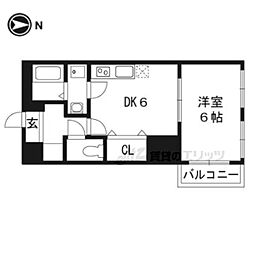 プレステージ翼 5階1DKの間取り