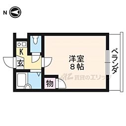 京阪本線 丹波橋駅 徒歩6分の賃貸マンション 4階1Kの間取り