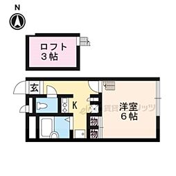 レオパレスシュテルン 2階1Kの間取り