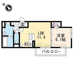 リーブル・エール 1階1LDKの間取り