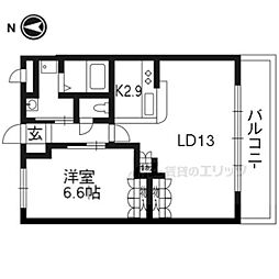 ガーデニングパレス久御山 1LDKの間取図画像
