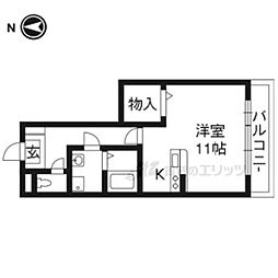 グリーンフィールド2番館 ワンルームの間取図画像
